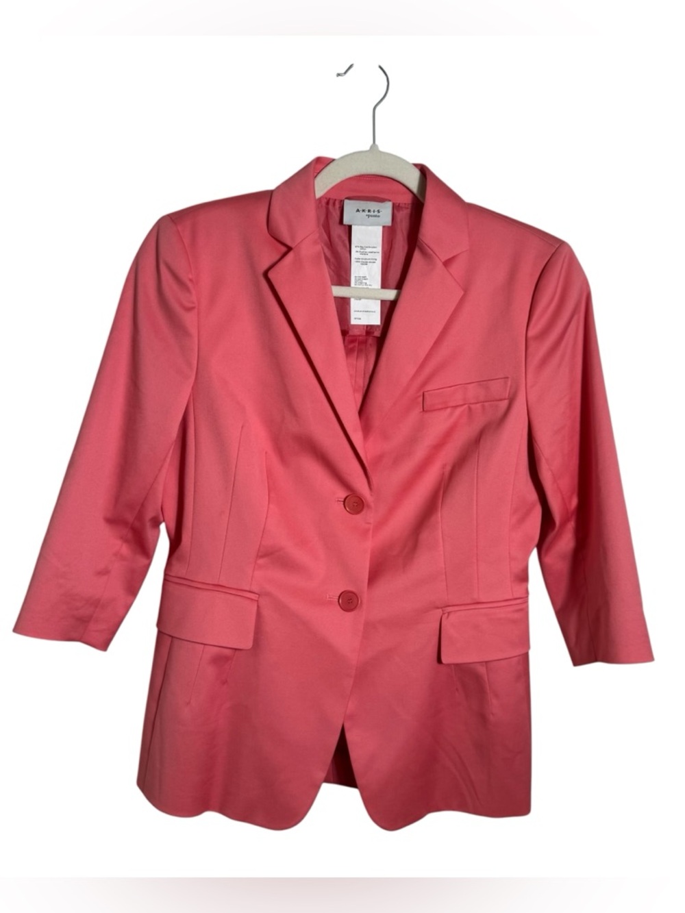 Akris Punto Coral Cotton Stretch‎ 3/4 Sleeve Blazer Jacket Size 8